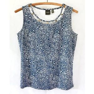 Rafaella Studio Navy White Daisy Knit Tank Top